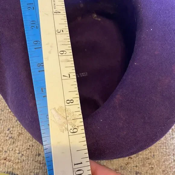 Vintage 70s Women Hat 100% Wool Purple Rose Black Lace Royal Core Gothic Grunge - Picture 3 of 11